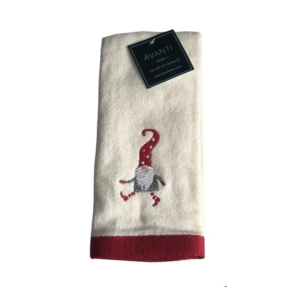 Avanti Christmas Fingertip Towel Gnome Walk Embroidered Holiday 11x18